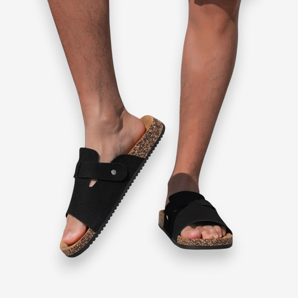 Mules Sandales En Suède À Boucle