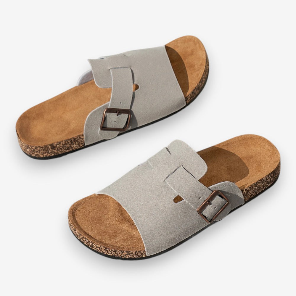 Mules Sandales En Suède À Boucle