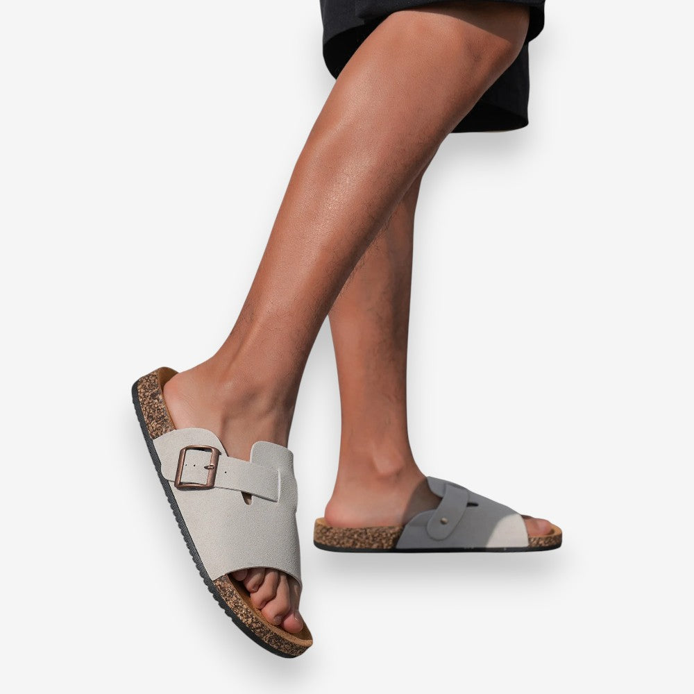 Mules Sandales En Suède À Boucle