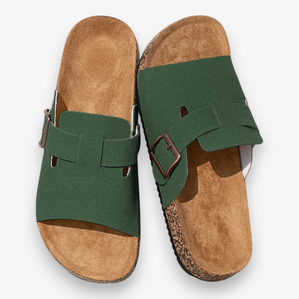 Mules Sandales En Suède À Boucle
