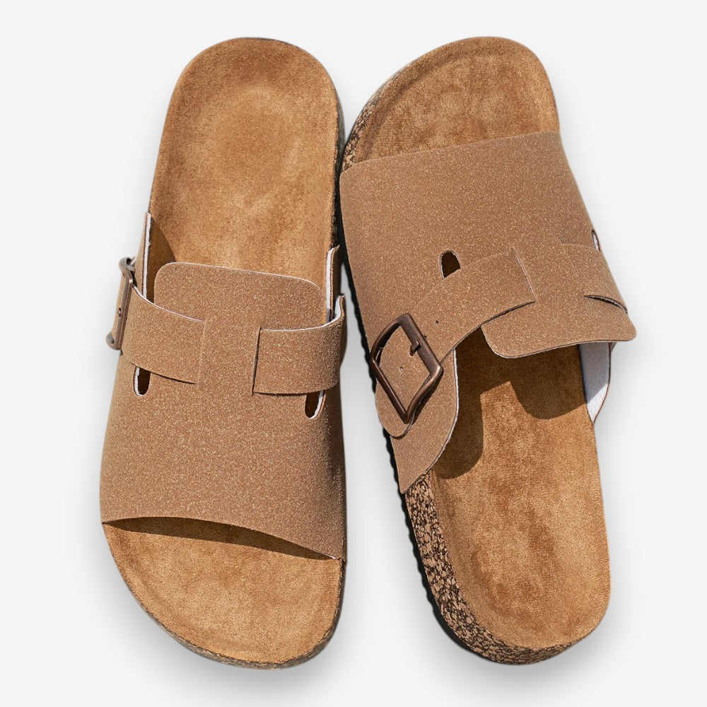 Mules Sandales En Suède À Boucle